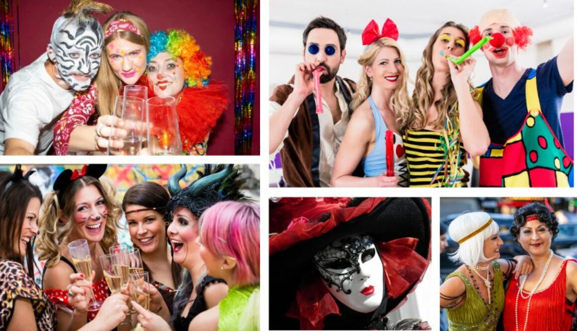 Flere sjove billeder af folk, der er udklædt i mange farver og er til en temafest